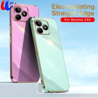 เคสซิลิโคนกรอบสี่เหลี่ยมเคลือบหรูหราสำหรับ Realme C53ฝาครอบ4G เคสป้องกันด้านหลัง RealmeC53 4G 2023 Readme Realmi C 53 53C ปลอกคอกันสุนัขเลีย