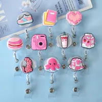 1 ชิ้นการ์ตูนธีมสีชมพูผู้ถือป้าย ID น่ารัก Retractable Badge Reel คลิปแพทย์พยาบาลนักเรียนเชือกเส้นเล็กป้ายชื่อการ์ด-Huidkeir