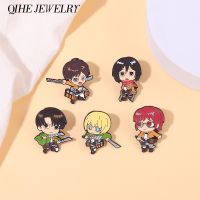 Attack on Titan Enamel Pin Eren Jäger Mikasa Ackerman Japan Anime Roles Badge Brooches Comic Kawai Manga Accessories For Fans