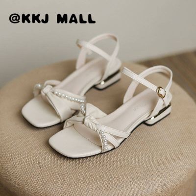 KKJ MALL Ladies Shoes 2022 Summer New French Small Heel Sandals Women Korean Fashion Flat Shoes Roman Low Heel Womens Shoes