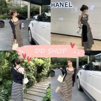 DD SHOPพร้อมส่ง N015 ชุดเดรสไหมพรม ลายทางน่ารักใส่สบายมาก  -C