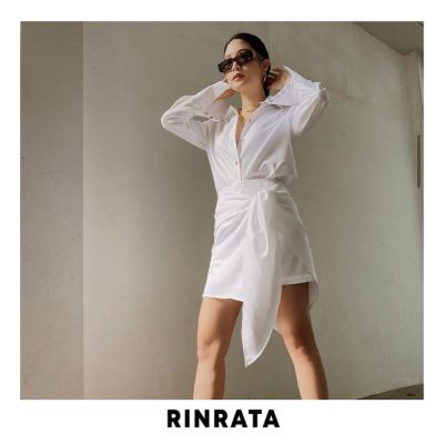 RINRATA - Atlas skirt กระโปรง wrap skirt สีขาว ผ้าคอตต้อน อย่างดี นุ่ม ใส่สบาย มี 2ชั้น กระโปรงด้านใน และ ชิ้นผูกด้านนอก กระโปรง ใส่เที่ยว ใส่ทำงาน