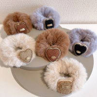 Korean Cute Rabbit Hair Love Hairband Ponytail Head Rope High-Grade Hair Rope Autumn And Winter Plush Diamond Headdress