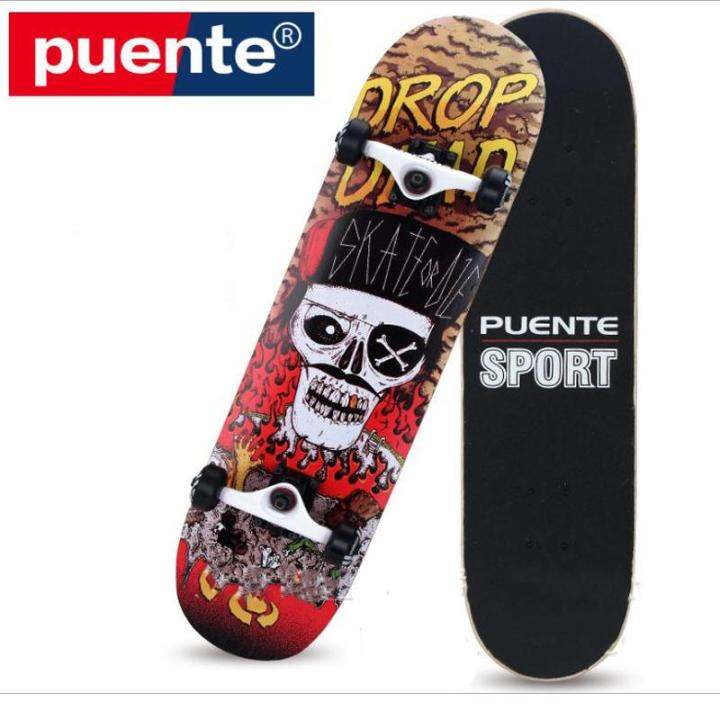 PUENTE skateboard Rocker สเก็ตบอร์ดมาตรฐาน ไม้เมเปิ้ลแท้ สำหรับมือใหม่