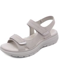 ❈ Genuine Leather Shoes Women Comfortable Sandals Ladies Slip on Wedge Sandals Sports Beach Walk Shoes Summer Fashion Casual Shoes