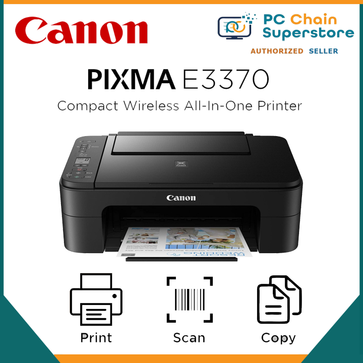 Canon Pixma E3370 Compact Wireless AllInOne Cartridge Printer w/ LCD