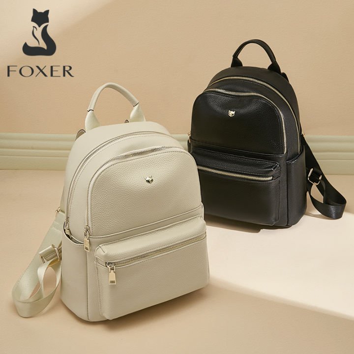 foxer-ใหม่หนังกระเป๋านักเรียนเรียบง่ายความบันเทิงขนาดใหญ่สุภาพสตรีกระเป๋าสะพายเดินทางคุณภาพสูงสุภาพสตรีสุภาพสตรีกระเป๋าสะพายไหล่