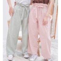 ZV0070 Twist minimal pants กางเกงเอวสูงขากระบอก ผ้าฝ้าย?