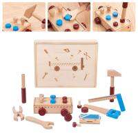 Pelune ชุดน็อตและแหวนเกลียวไม้ชุดเครื่องมือ Montessori ไม้สำหรับเด็กหัดเดิน