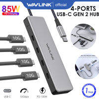 Wavlink USB ฮับ C,USB อะลูมิเนียม3.2 Gen 2ฮับ10Gbps พร้อมพอร์ตข้อมูล4 USB C รองรับการจัดส่งพลังงาน85W ตัวแยกพอร์ต USB สำหรับ MacBook Pro/air iMac Pro Dell Chromebook และอีกมากมาย