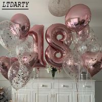 2pcs Happy Birthday Balloons Rose Gold Number Ballons Baloons 18th Birthday Party Decorations Kids Adult 18 Birthday Balloons Balloons