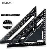 INGBONT 12inch Speed Square Metric Aluminum Alloy Triangle Ruler Squares for Measuring Tool Metric Angle Protractor Woodworking