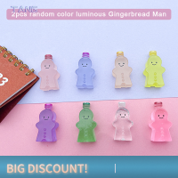 ?【Lowest price】TANG 2pcs เรซิ่น Gingerbread Man การ์ตูนส่องสว่างเครื่องประดับตุ๊กตาน่ารักตกแต่ง