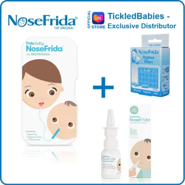 NoseFrida The Snotsucker Value Pack ( Nose Frida Nasal Aspirator + case,  Saline Spray, Extra Filters)