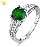 สต็อกโปรโมชั่นธรรมชาติโครเมี่ยม Diopside แหวนเงิน1.3กะรัตของแท้ Diopside ลึกสีเขียว S925คลาสสิก Jewelrys