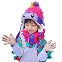 Kids Winter Hats Scarfs Dinosaur Unicorn Style Hat Scarf And Gloves Ski Suit For Boys Girls Beanie Caps Outdoor Riding Sets