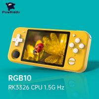 POWKIDDY RGB10คอนโซลเกมแบบพกพาระบบโอเพนซอร์สชิป RK3326 IPS จอ HD 3D โยกเกมย้อนยุค3.5นิ้ว