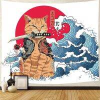 【CW】☢✐◕  Japan Samurai Tapestry Ukiyo-e Wall Hanging Cartoon Room Bedroom Blanket