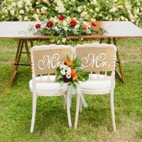 hotx【DT】 2Pcs/set Burlap Mr.   Mrs. Banners Hanging Sign Flag Rustic Wedding Photo Prop Decoration