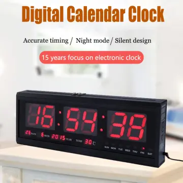 Digital Wall Clock,11.5 LED Digital Alarm Clock Large Display,with Remote  Control,Adjustable Brightness, Calendar, Temperature, Snooze, 12/24 H, for