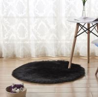 พรมเฟอร์วงกลมสีดำขนสั้น มีหลายขนาด 30-130 ซม พรมขนมิ้ง Black Circle Fur Faux Rug Carpet พรมปูพื้น พรมขนเฟอร์ พรมขนสัตว์เทียม พรม พรมเฟอร์