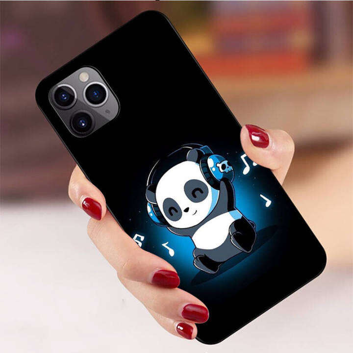 casing-หรับ-iphone-11-12-mini-x-xs-xr-pro-max-6-6s-7-8-6-7-8-plus-5-5s-se-2020-el27-cartoon-panda-pattern-phone-เคสโทรศัพท์-อ่อนนุ่ม-tpu-black-ปก