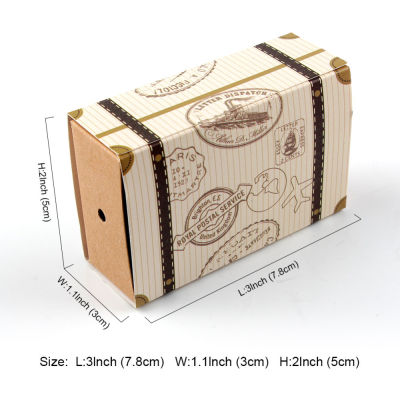 50pcs Mini Suitcase Kraft Candy Box Bonbonniere Wedding Gift Boxes Travel Themed Party for Anniversary Birthday Baby Shower Box