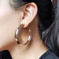 【YP】 Top Korean Big Mirror Hoop Earrings Ear Rings Large Round Earring Earing Luxury Jewelry