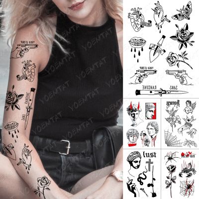 hot【DT】 Temporary Sticker Gun Old School Flash Tattoos Lips Arm Fake Tatoo Men