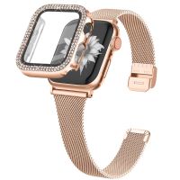 สายสายรัดสำหรับ IWatch เคสเพชร,สายข้อมือโลหะ45มม. 41มม. วงดนตรีสำหรับ IWatch 44มม. 40มม. 38มม. 42มม. ซีรีย์ SE 8 7 6 5 4 3