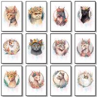 【hot】♙  Watercolor Cats Portrait Poster Canvas Painting Birman Ocicat Wall Picture