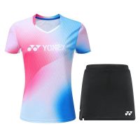 YONEX 2023 new YY sports wear mens and womens sports suit pants with short sleeves wide quick-drying breathable leisure game training uniforms