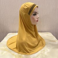 【YF】 H063 Muslim girls pull on hijab islamic headwrap Hats high quality scarf ramadan pray clothing meadium size turban caps