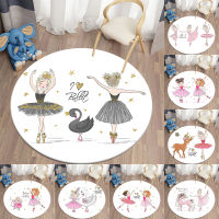 Cartoon Ballet Girl Round Car for Living Room Area Rug Kids Car Bedroom Floor Mat for Children Soft tapis Children Car