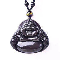 ขายส่ง Rainbow Eyes Natural Obsidian Stone จี้ Belly Buddha จี้สร้อยคอ สำหรับผู้หญิงผู้ชาย Evil Spirits เครื่องประดับ