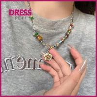 PETI DRESS เครื่องประดับแฟชั่นเครื่องประดับ สร้อยคอรูปหัวใจ ลูกปัดหินหัวใจรัก การออกแบบที่สดใหม่ ห่วงโซ่ปลอกคอ ของขวัญสำหรับเด็ก ประณีตประณีตประณีต โซ่กระดูกไหปลาร้าสาวฮอต สำหรับผู้หญิง