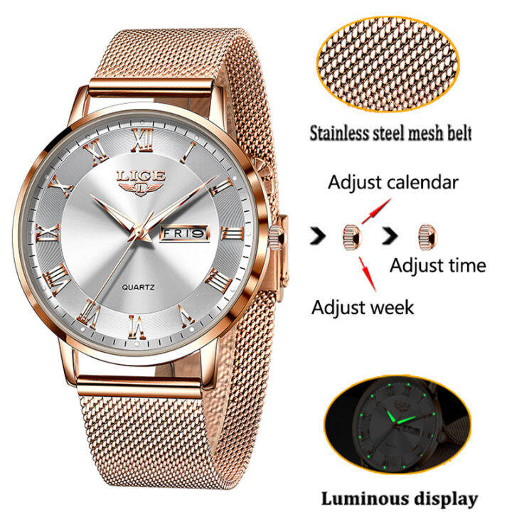 lige-women-watch-celet-quartz-clock-movement-simple-waterproof-rose-gold-stainless-steel-mesh-ladies-watches-relogio-feminino