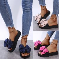 Women Bow Summer Sandals Slipper Summer Women Flip Flops Bow Flat Heel Sandals Beach Shoes Female Slippers Casual Shoes