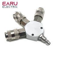 3-WAY MANIFOLD Quick Coupler 14 NPT Connector Air Hose Coupling เครื่องมือนิวเมติกยุโรปอเมริกัน Universal สไตล์