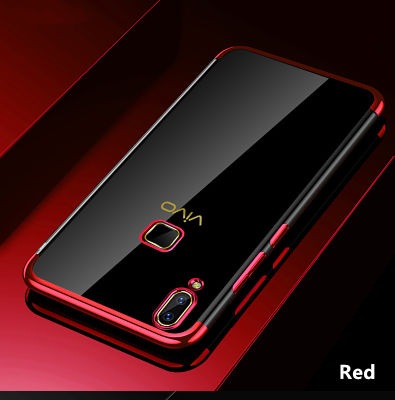 สำหรับ Vivo V9 1723ทีพียูอ่อนและยืดหยุ่นเคสเยลลี่คริสตัลใสกลับโลหะหรูหรา Luster Edge ฝาครอบโทรศัพท์