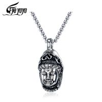 ZZOOI EyeYoYo Titanium Steel Three-Dimensional Carving Buddha Pendant Retro Exaggeration Religious Pendant Personality Stainless Steel