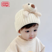 IQANGEL Baby hat Boys and girls thickened warm hats Baby Cartoon Bear