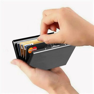 【CC】 Blocking Card Holder Metal Business Credit Aluminum Alloy Anti-magnetic Wallet Men