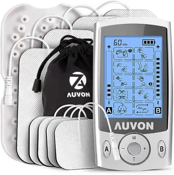 AUVON 24 Modes Rechargeable TENS Unit, 4th Gen Muscle Stimulator with 10pcs TENS  Machine Electrodes for