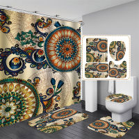 Bohemian Printed Shower Curtain Mandala Car Waterproof Non-slip Toilet Mat Set Cortinas De Baño Bathroom Decoration