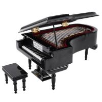 Miniature Grand Piano Model Kit เครื่องดนตรีพร้อมเก้าอี้สำหรับตกแต่งโฮมออฟฟิศ (สีดำไม่มีดนตรี) ขนาดเล็ก