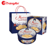 Bánh quy bơ sữa Monica 380g, hộp thiếc, có túi giấy đi kèm