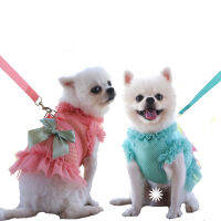 Dog Harness Dress With Leash Set Puppy Princess Dress with Bowknot Spring Summer Autumn Mesh Small Dog Cats Vest Harness