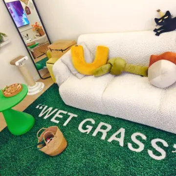 Wet Grass Area Rug, Living Room Decor Carpet, Bedroom Bedside Bay