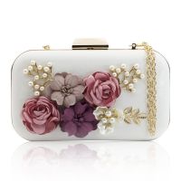 【YD】 Clutches Purses Leather Envelope Wallet Evening Handbag(White)